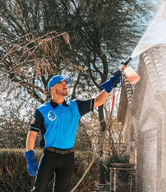 Wash Patrolman Washing a House in Glendale